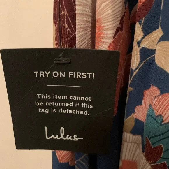 NWT Lulu's Floral High Low Dress with Bluish Teal floral design. - Picture 9 of 10